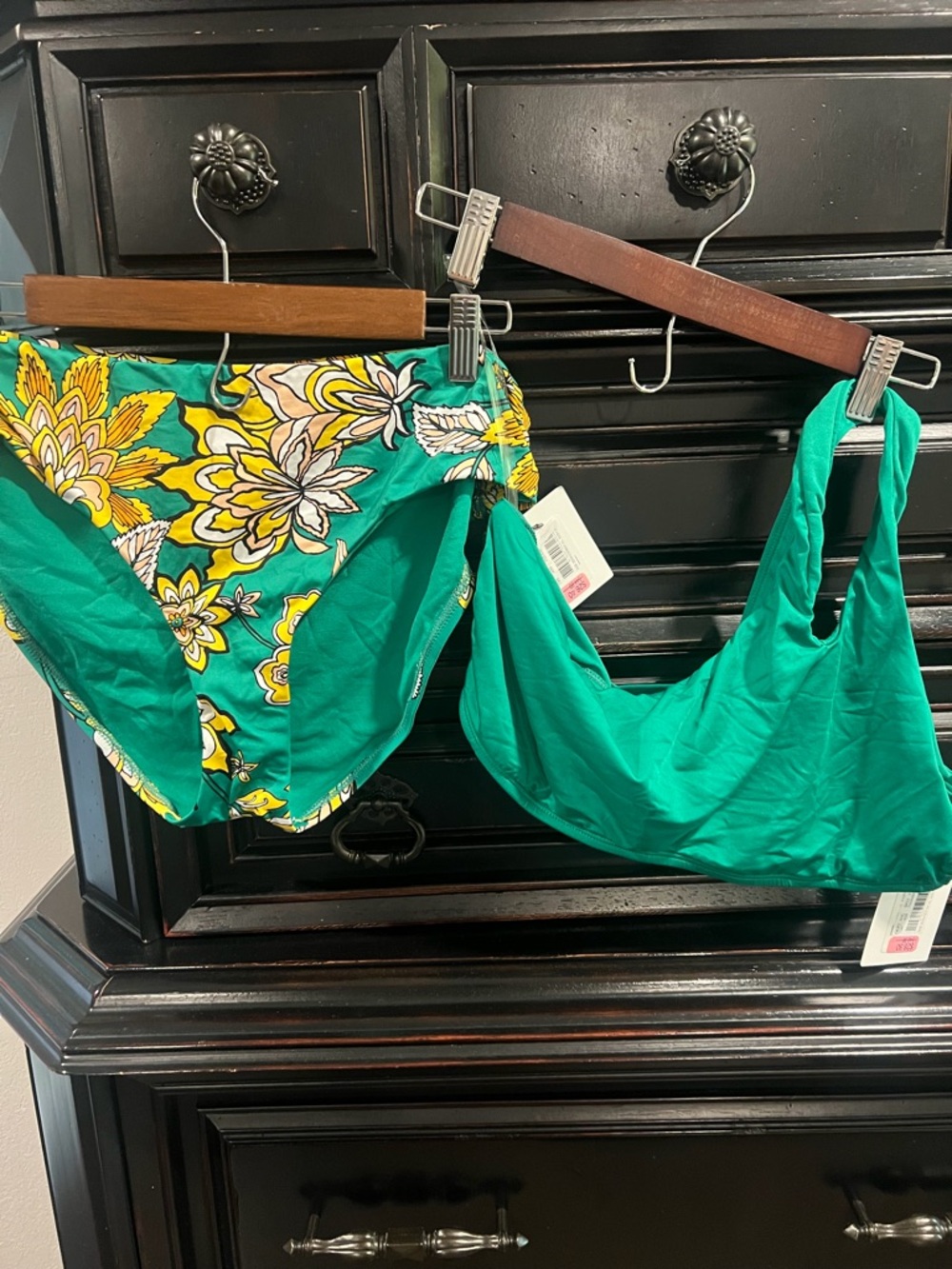 Green Floral Women’s Bikini Set - Vibrant Green Two-Piece Swimwear